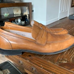 Joseph Abboud Italian Leather Brown Casual Dress Shoes 10 Slip On Penny Loafers